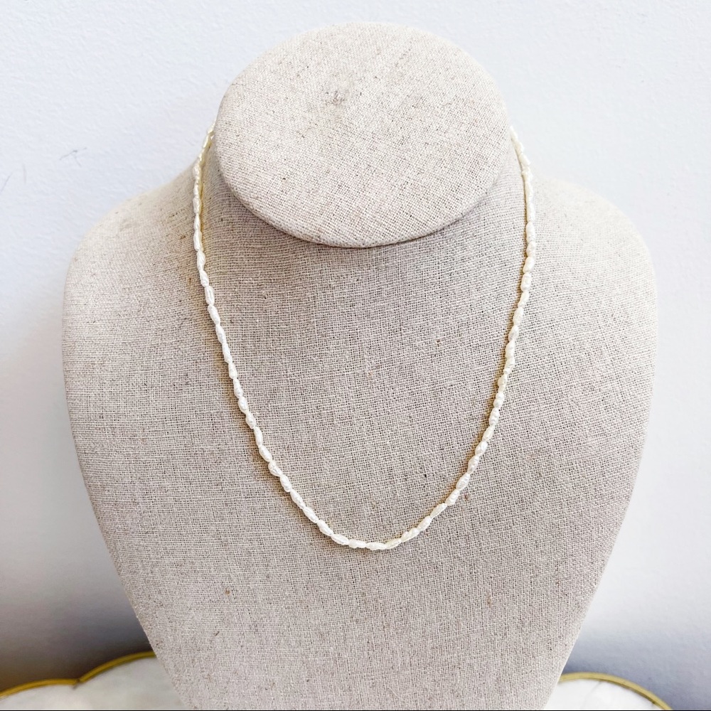 Vintage Rice Pearl Delicate Strand Necklace 925 - Picture 10 of 10